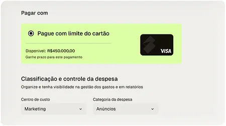 Painel translúcido de bordas arredondadas que representa a interface da conta PJ da Conta Simples